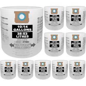 10 Pack 90672 Shop Vac Filter Bags Compatible with Shop Vac 10-14 Gallon Dry Vacuum | Type I #90672 9067200, Type F #90662 9066200 9066233, VF2005 Premium Disposable Dust Collection Bags in Kuwait