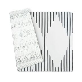 Wander & Roam Premium Reversible Baby Play Mat - Soft Foam Tummy Time Mat for Infant, Toddler & Parent - Modern Neutral Stripe + Ikat Design - Water Resistant, Easy to Clean, Non-Toxic - Rose Pink in Saudi Arabia