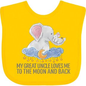 inktastic My Great Uncle Loves Me To the Moon and Back Elephants Baby Bib in Kuwait