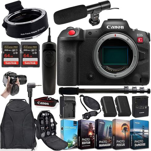 Canon EOS R5 C كاميرا السينما بدون مرآة (الجسم فقط) ومحول MOUNT EF-EOS R BUNDLE + Deluxe Accessories KIT (متجدد) in Saudi Arabia