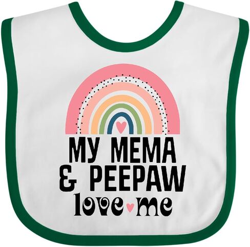 inktastic Mema and Peepaw Love Me Grandchild Rainbow Baby Bib in Saudi Arabia