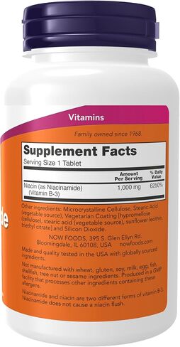 NOW Supplements, Niacinamide (Vitamin B-3) 1000 mg, Energy Production*, 90 Tablets, White, Off-White in Saudi Arabia