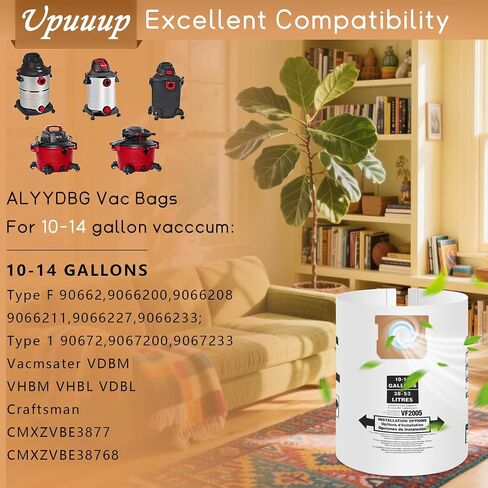 10 حزمة 90672 أكياس مرشح متجر متوسطة متوافقة مع متجر VAC 10-14 جالون الفراغ الجاف | النوع الأول #90672 9067200 ، النوع F #90662 9066200 9066233 ، VF2005 أكياس تجميع الغبار المتخصصة في VF2005 in Saudi Arabia