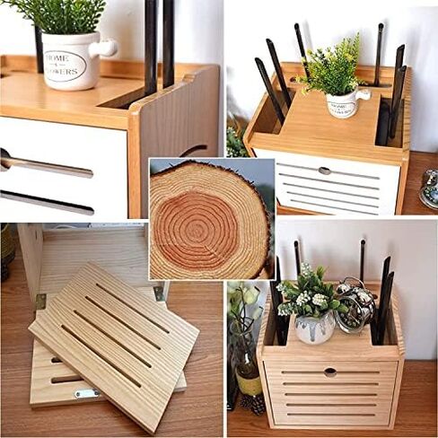 WiFi Storage Box to Cover Router, Cable Tidy Box, Wall Mounted Router Storage Wall Shelf for Cable Boxes/Remotes/DVD Players, Solid Wood Wall-Mounted Router Storage Box 17 Routers in Saudi Arabia