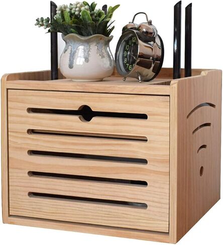 WiFi Storage Box to Cover Router, Cable Tidy Box, Wall Mounted Router Storage Wall Shelf for Cable Boxes/Remotes/DVD Players, Solid Wood Wall-Mounted Router Storage Box 17 Routers in Saudi Arabia