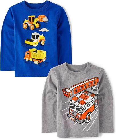 The Children's Place Baby-Poys and Toddler Ongle Long Sleeve Graphic Thirts و Multipacks Firetruck/Construction مركبات 2-Pack 5T in Saudi Arabia