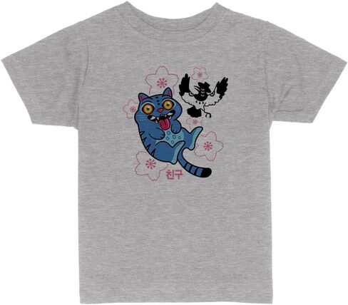 Silly Blue Cat and Crow Toddler Kids T-Shirt in Saudi Arabia