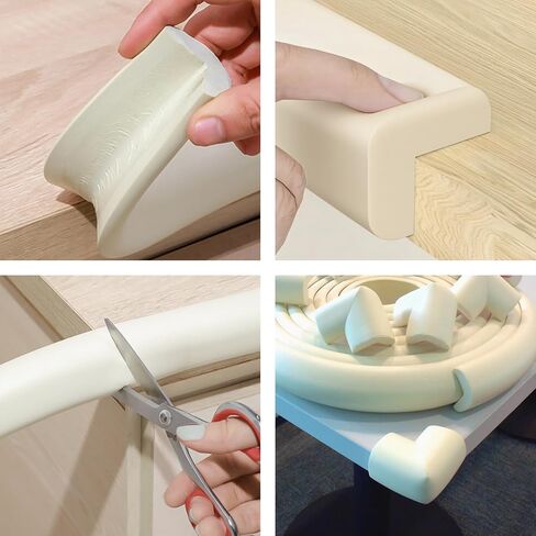 Edge Corner Protector Baby Proofing, Furniture Safety Bumper Guard, Heavy-Duty Soft NBR Rubber Foam, Safety Corner Covers Pre-Taped Rubber Foam (Large 16.7ft Edge 8 Corners) in Kuwait