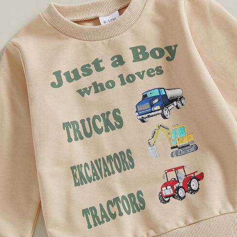 WZTYYDS Toddler Baby Boy Clothes Set Truck Letter Print Crew Neck Long Sleeve Sweatshirt Elastic Pants 2Pcs Fall Outfits in Saudi Arabia
