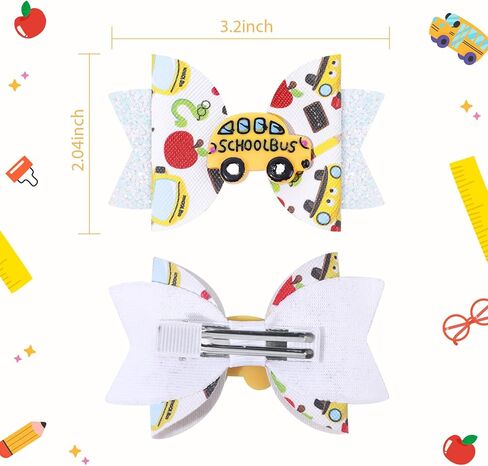 4PCS Back to School Hair Bows for Girls,Glitter Flash Pencil Schoolgirl Pigtail Bows for Toddler Girls in Grades 1-5 - Non-slip, Stable, Premium Quality Fabric in Kuwait