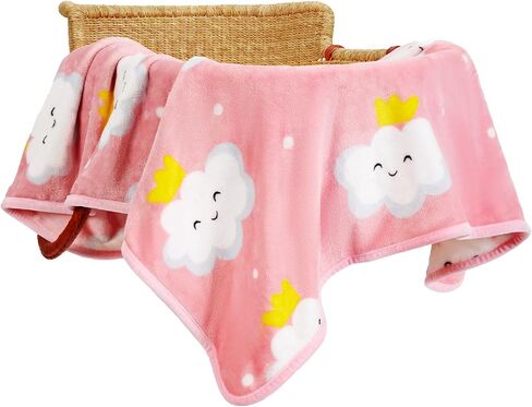 TILLYOU Toddler Flannel Blanket - Warm Cozy Baby Blanket for Boys and Girls, Smooth Cute Lightweight Blanket for Bedding Crib Stroller, 40x50 Inches, Pink Cloud in Saudi Arabia