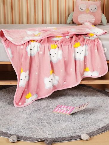 TILLYOU Toddler Flannel Blanket - Warm Cozy Baby Blanket for Boys and Girls, Smooth Cute Lightweight Blanket for Bedding Crib Stroller, 40x50 Inches, Pink Cloud in Saudi Arabia