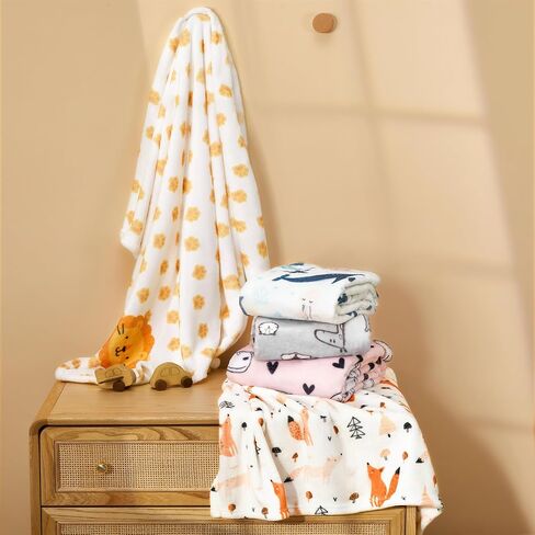 TILLYOU Toddler Flannel Blanket - Warm Cozy Baby Blanket for Boys and Girls, Smooth Cute Lightweight Blanket for Bedding Crib Stroller, 40x50 Inches, Pink Cloud in Saudi Arabia