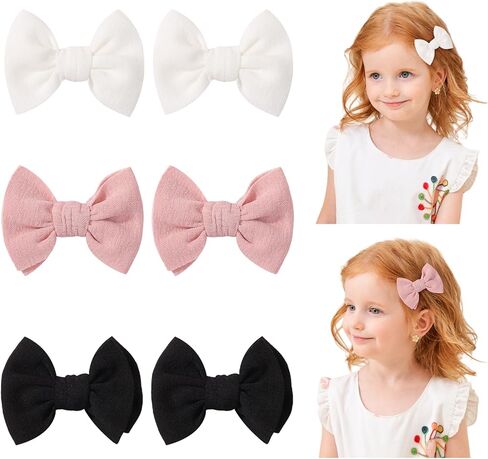 choicbaby 6 pcs مقاطع شعر الطفل 3 "نسيج فتاة الشعر أقواس Baby Barrettes مع مقاطع التمساح للأطفال الصغار الأطفال in Kuwait