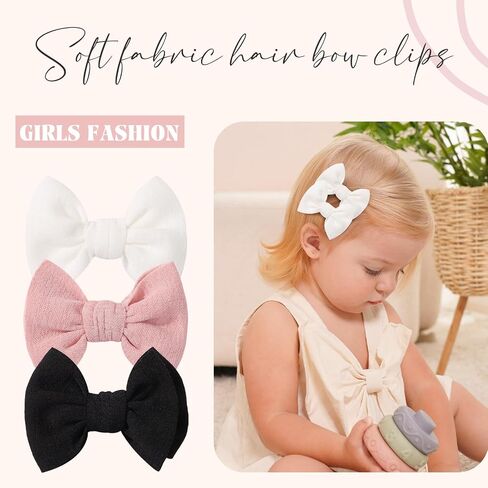 choicbaby 6 pcs مقاطع شعر الطفل 3 "نسيج فتاة الشعر أقواس Baby Barrettes مع مقاطع التمساح للأطفال الصغار الأطفال in Kuwait