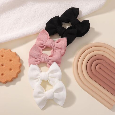 choicbaby 6 pcs مقاطع شعر الطفل 3 "نسيج فتاة الشعر أقواس Baby Barrettes مع مقاطع التمساح للأطفال الصغار الأطفال in Kuwait
