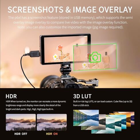 LoveWorld 6 بوصة شاشة الكاميرا بطارية مدمجة ، 1200NIT تسليط الضوء على شاشة اللمس شاشة الحقل DSLR مع الموجة 3D LUT HDR 4K HDMI الألومنيوم in Kuwait