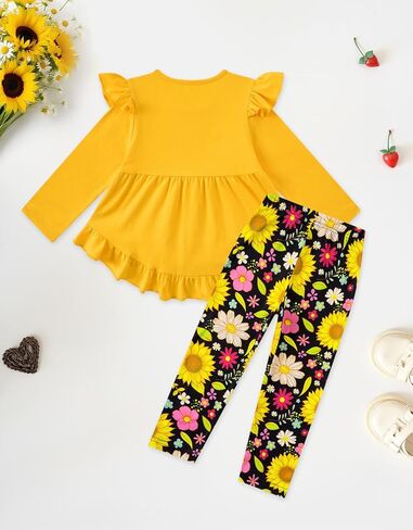 ملابس الطفلة ملابس طفل صغير طويل الأكمام سراويل الزهور الكشكشة in Kuwait