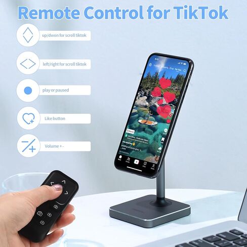 Remote Control Scrolling for tiktok, Camera Shutter Remote, Selfie Remote Control, Page Turner for Kindle app, Phone Zoom Remote, iOS, Android, iPad (Black) in Saudi Arabia
