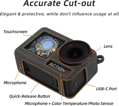 غطاء الحالة لـ DJI Osmo Action 5 Pro ، غطاء واقي من السيليكون الناعم ومرق الخدش (Orange) in Kuwait
