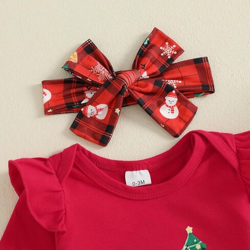 My First Christmas Baby Girl Outfit Newborn 1st Christmas Romper Ruffle Skirt Tutu Dress Headband Cute Xmas Clothes in Saudi Arabia