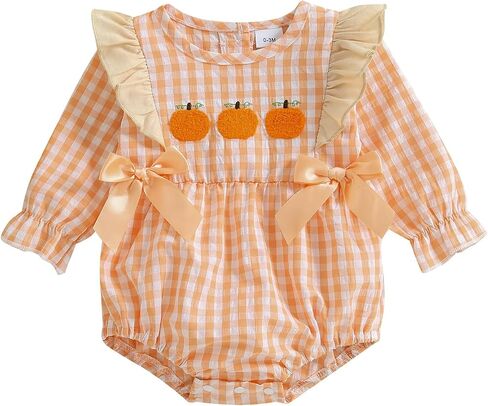 Douhoow Baby Girl Plaid Romper Baby Sweatshirt Romper Infant Girl Festival Clothes Fall Winter Outfits with Headband in Kuwait