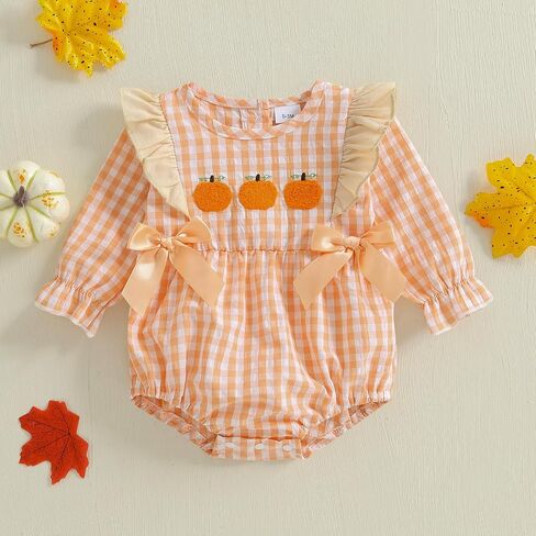 Douhoow Baby Girl Plaid Romper Baby Sweatshirt Romper Infant Girl Festival Clothes Fall Winter Outfits with Headband in Kuwait