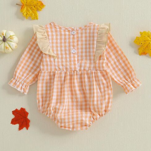 Douhoow Baby Girl Plaid Romper Baby Sweatshirt Romper Infant Girl Festival Clothes Fall Winter Outfits with Headband in Kuwait