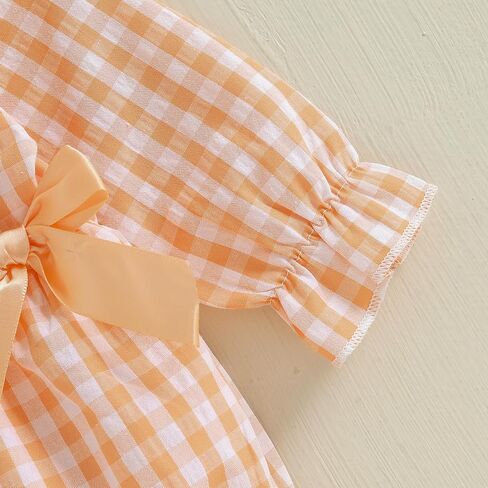 Douhoow Baby Girl Plaid Romper Baby Sweatshirt Romper Infant Girl Festival Clothes Fall Winter Outfits with Headband in Kuwait