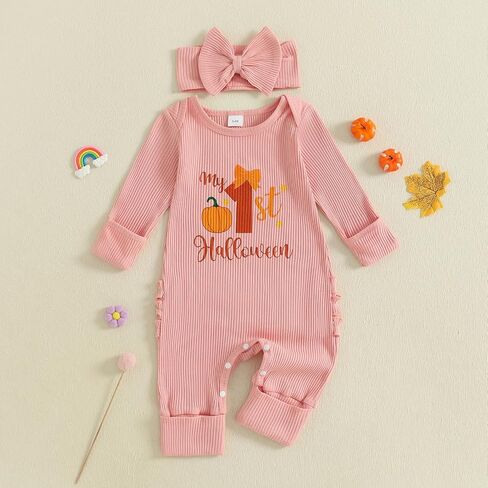 My First Halloween Baby Girl Outfit Mamas Little Pumpkin Long Sleeve Romper Jumpsuit Newborn Girl Outfits Clothes in Saudi Arabia