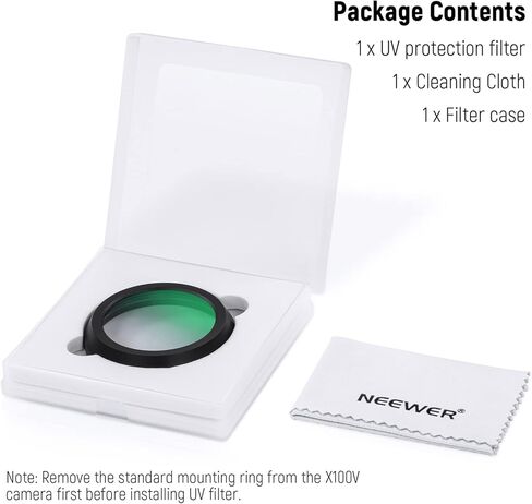 NEEWER UV Protection Filter for X100 Series Cameras, Multi Coated HD Optical Glass Build Lens Filter Accessory Compatible with Fujifilm X100 X100S X100F X100T X100V X100VI Camera (Black Frame) in Saudi Arabia