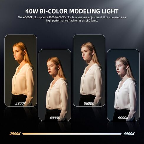 Godox Ad600 Pro II Ad600Pro II Flash Strobe Outdoor Flash ، 600W 2.4G TTL Monolight ، 1/8000 مزامنة عالية السرعة ، 0.01-0.9S إعادة تدوير ، مصباح نمذجة LED 40W مع بطارية قابلة لإعادة الشحن وجبل Bowens in Saudi Arabia