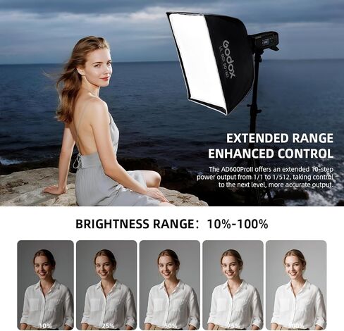 Godox Ad600 Pro II Ad600Pro II Flash Strobe Outdoor Flash ، 600W 2.4G TTL Monolight ، 1/8000 مزامنة عالية السرعة ، 0.01-0.9S إعادة تدوير ، مصباح نمذجة LED 40W مع بطارية قابلة لإعادة الشحن وجبل Bowens in Saudi Arabia