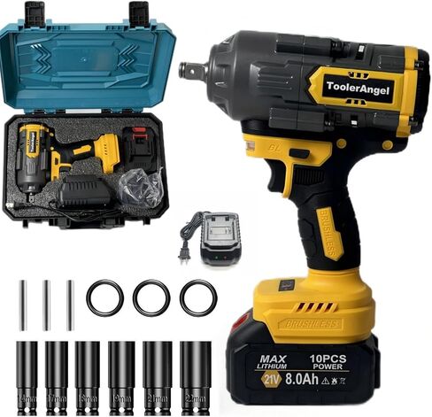 مفتاح التأثير اللاسلكي 1/2 بوصة لبطارية Makita 20V ، 1180 قدمًا مسدس عزم الدوران عالي العزم مع بطارية 1 × 8.0AH ， 6x مآخذ مفتاح وجع ， 3 × دبابيس ، 3 X O الحلقات in Saudi Arabia
