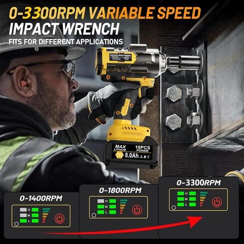 مفتاح التأثير اللاسلكي 1/2 بوصة لبطارية Makita 20V ، 1180 قدمًا مسدس عزم الدوران عالي العزم مع بطارية 1 × 8.0AH ， 6x مآخذ مفتاح وجع ， 3 × دبابيس ، 3 X O الحلقات in Saudi Arabia