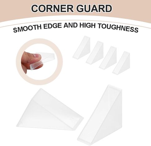 uxcell 60Pcs Triangle Glass Corner Protector, 0.12 x 1.38 Inch Plastic Glass Table Corner Protector Transport Corner Guard for Glass, Ceramics, Wood, and Steel(Right Angle, Clear) in Saudi Arabia