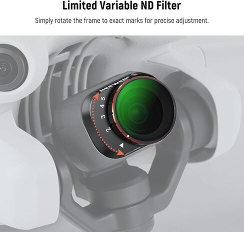 متغير Neewer ND متوافق مع DJI Mini 4 Pro ، ND2-32 1-5 توقفات SNAP على HD Pantical Glass Metal Frame Slim Slim Camera Lens Lens in Kuwait
