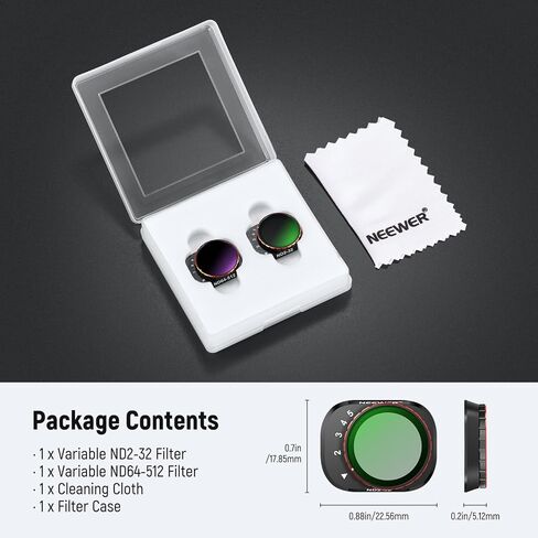 متغير Neewer ND متوافق مع DJI Mini 4 Pro ، ND2-32 1-5 توقفات SNAP على HD Pantical Glass Metal Frame Slim Slim Camera Lens Lens in Kuwait