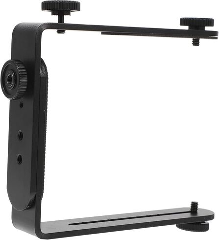 POPETPOP Dual Shaped Camera Bracket with Screw Photography Mount for Flash and LED Video Lights Compatible with DSLR Accessories Versatile Portrait and Landscape Holder in Saudi Arabia