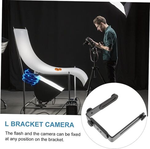 POPETPOP Dual Shaped Camera Bracket with Screw Photography Mount for Flash and LED Video Lights Compatible with DSLR Accessories Versatile Portrait and Landscape Holder in Saudi Arabia