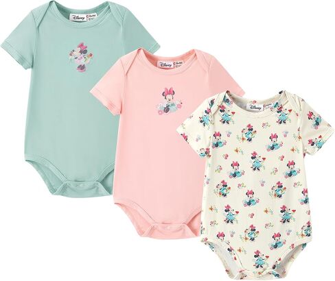 Disney Marvel Stitch Princess Ariel Mickey & Minnie 3 Pack Infant Newborn Bodysuits Soft Bamboo Viscose Baby Clothes in Kuwait