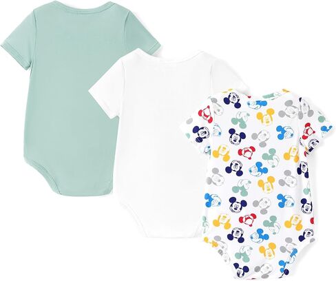 Disney Marvel Stitch Princess Ariel Mickey & Minnie 3 Pack Infant Newborn Bodysuits Soft Bamboo Viscose Baby Clothes in Kuwait