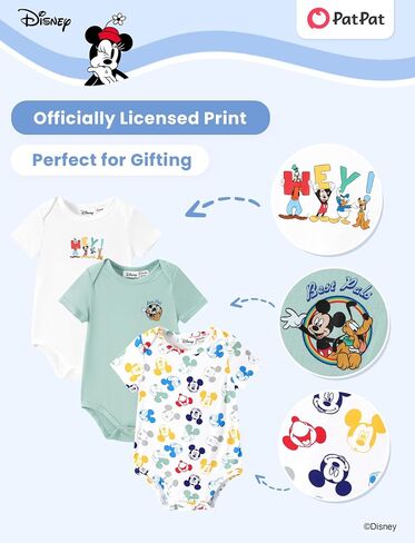Disney Marvel Stitch Princess Ariel Mickey & Minnie 3 Pack Infant Newborn Bodysuits Soft Bamboo Viscose Baby Clothes in Kuwait