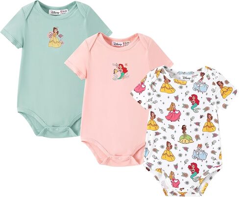 Disney Marvel Stitch Princess Ariel Mickey & Minnie 3 Pack Infant Newborn Bodysuits Soft Bamboo Viscose Baby Clothes in Saudi Arabia