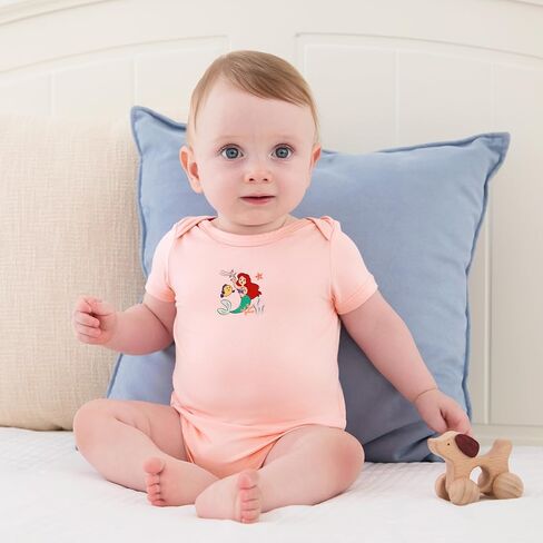 Disney Marvel Stitch Princess Ariel Mickey & Minnie 3 Pack Infant Newborn Bodysuits Soft Bamboo Viscose Baby Clothes in Saudi Arabia