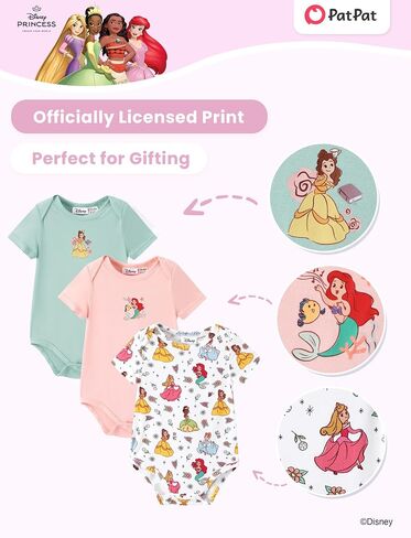 Disney Marvel Stitch Princess Ariel Mickey & Minnie 3 Pack Infant Newborn Bodysuits Soft Bamboo Viscose Baby Clothes in Saudi Arabia