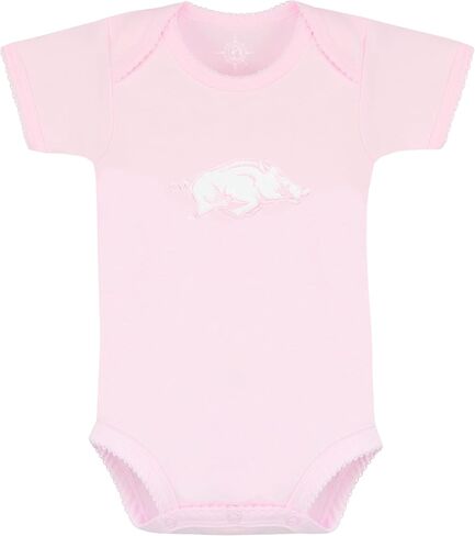 Creative Knitwear College Baby Infant Picot Bodysuit - Team Logo, Short Sleeve Pink, for Girls (Newborn - 12 Mos) in Saudi Arabia