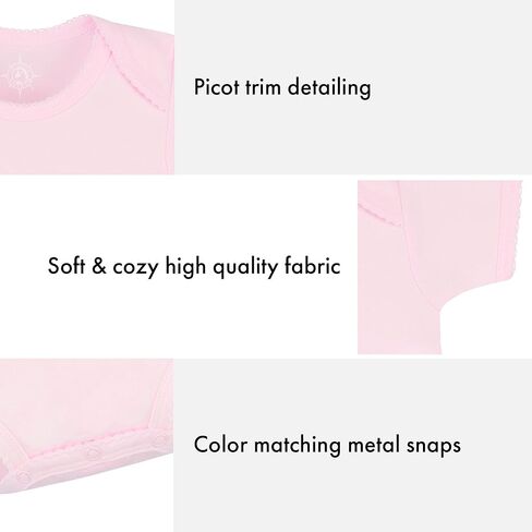 Creative Knitwear College Baby Infant Picot Bodysuit - Team Logo, Short Sleeve Pink, for Girls (Newborn - 12 Mos) in Saudi Arabia
