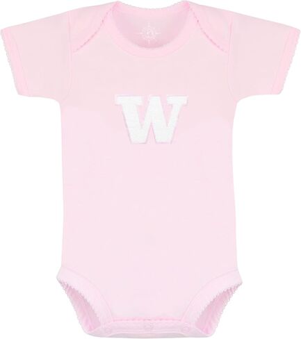Creative Knitwear College Baby Infant Picot Bodysuit - Team Logo, Short Sleeve Pink, for Girls (Newborn - 12 Mos) in Saudi Arabia