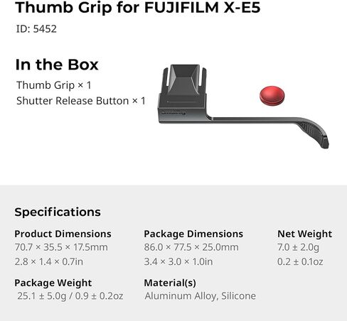 قبضة الإبهام الصغيرة مع غطاء الحذاء الساخن ل Fujifilm X -E5 (أسود) - 5452 in Saudi Arabia